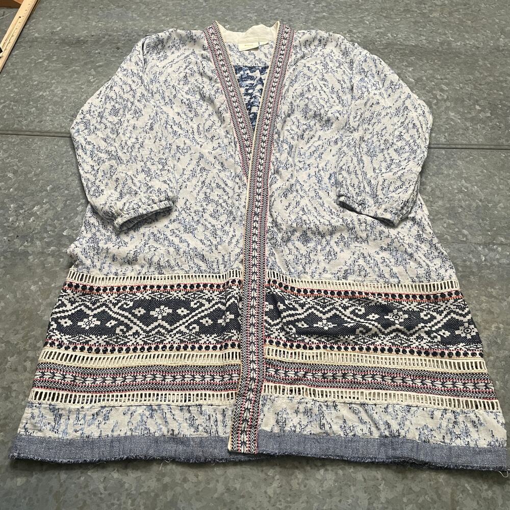 Anthropologie Maeve Arwen Duster Jacket Medium Large Lightweight Boho Blue